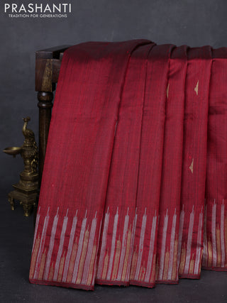 Maroon Pure Dupion Silk Saree
