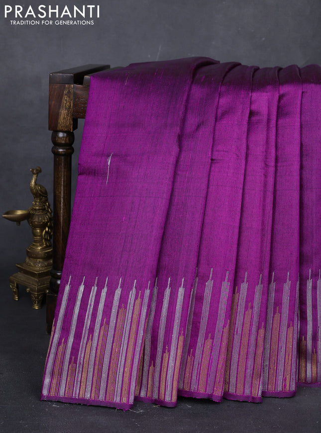 Purple Pure Dupion Silk Saree