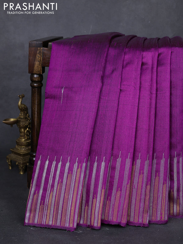 Purple Pure Dupion Silk Saree