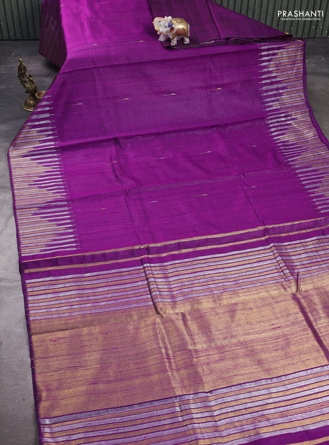 Purple Pure Dupion Silk Saree