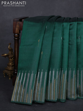 Peacock Green Pure Dupion Silk Saree