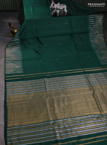 Peacock Green Pure Dupion Silk Saree