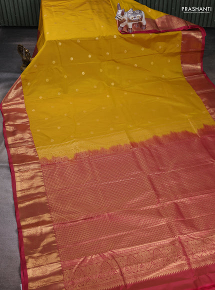 Mustard Yellow & Pink Bangalori Silk - Buttas