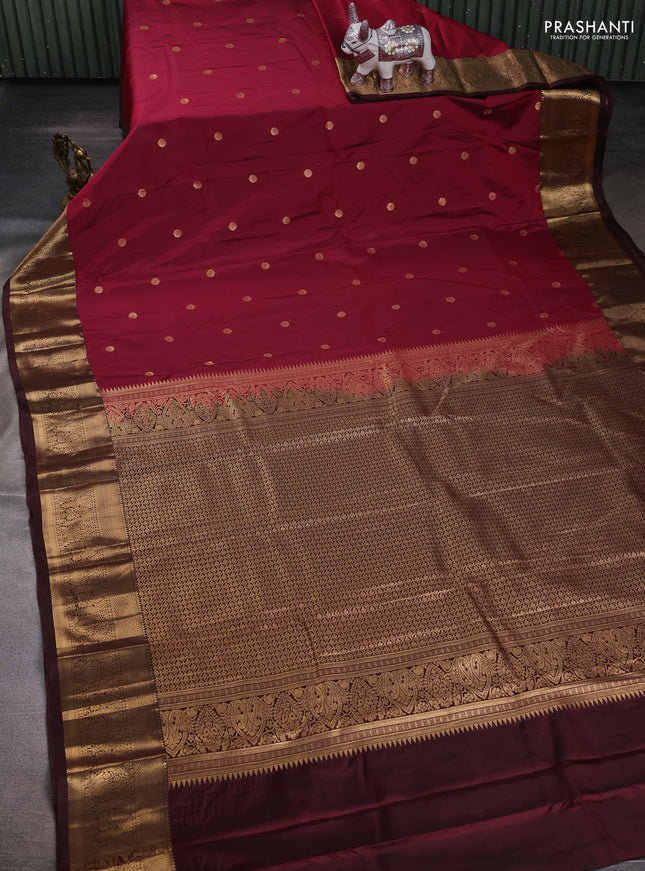 Maroon & Brown Bangalori Silk - Buttas