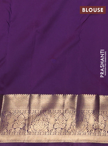 Peacock Green & Purple Bangalori Silk - Buttas