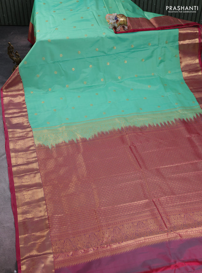 Teal Green & Pink Bangalori Silk - Buttas