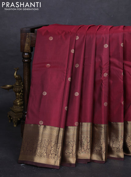 Maroon & Brown Bangalori Silk - Buttas