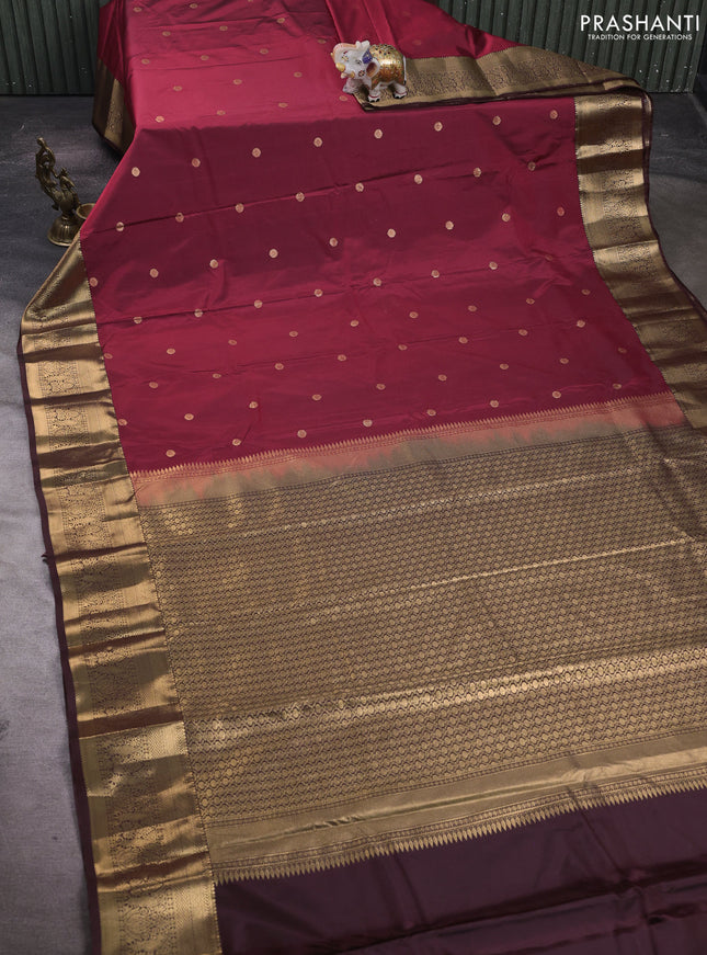 Maroon & Brown Bangalori Silk - Buttas