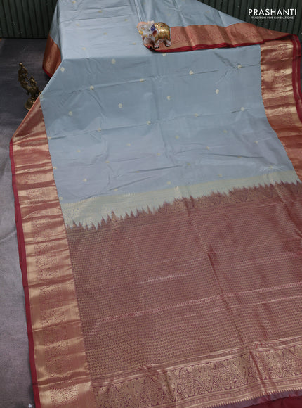 Grey & Maroon Bangalori Silk - Buttas