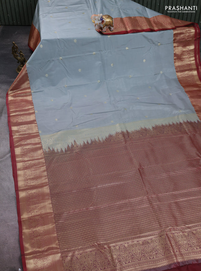 Grey & Maroon Bangalori Silk - Buttas