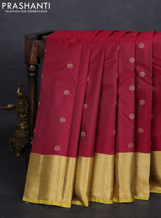 Maroon & Yellow Bangalori Silk - Buttas