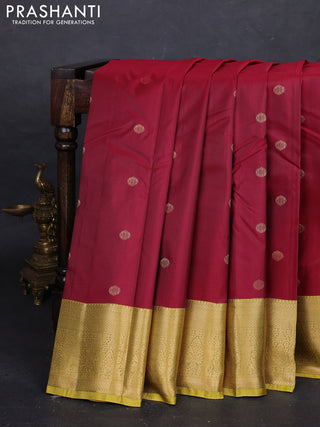 Maroon & Yellow Bangalori Silk - Buttas