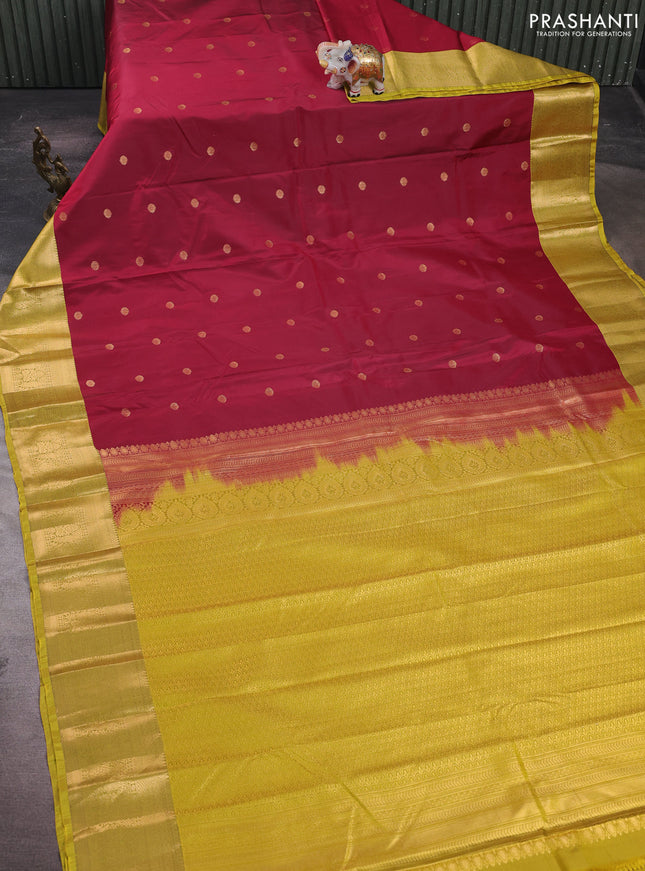 Maroon & Yellow Bangalori Silk - Buttas
