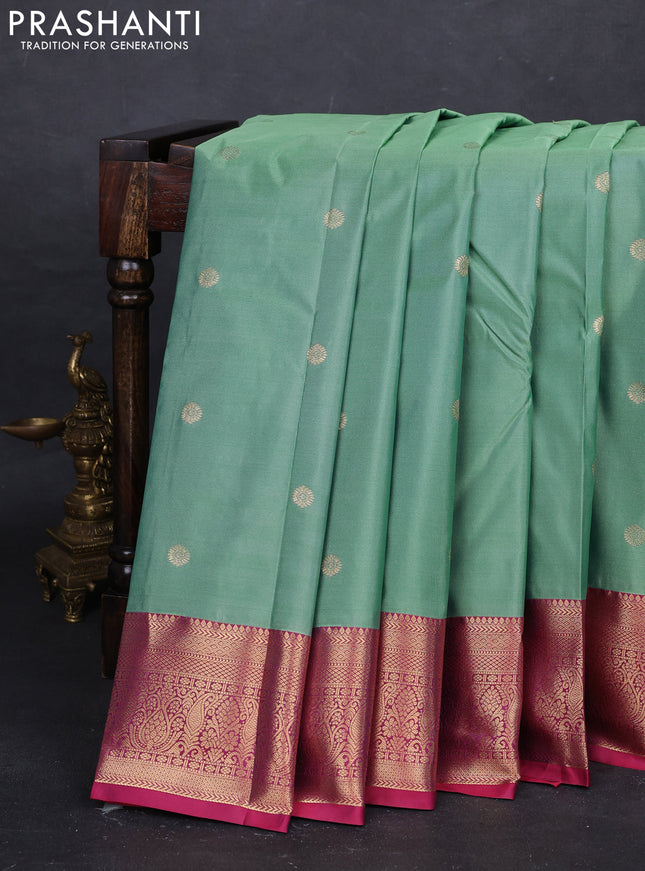 Pastel Green & Pink Bangalori Silk - Buttas