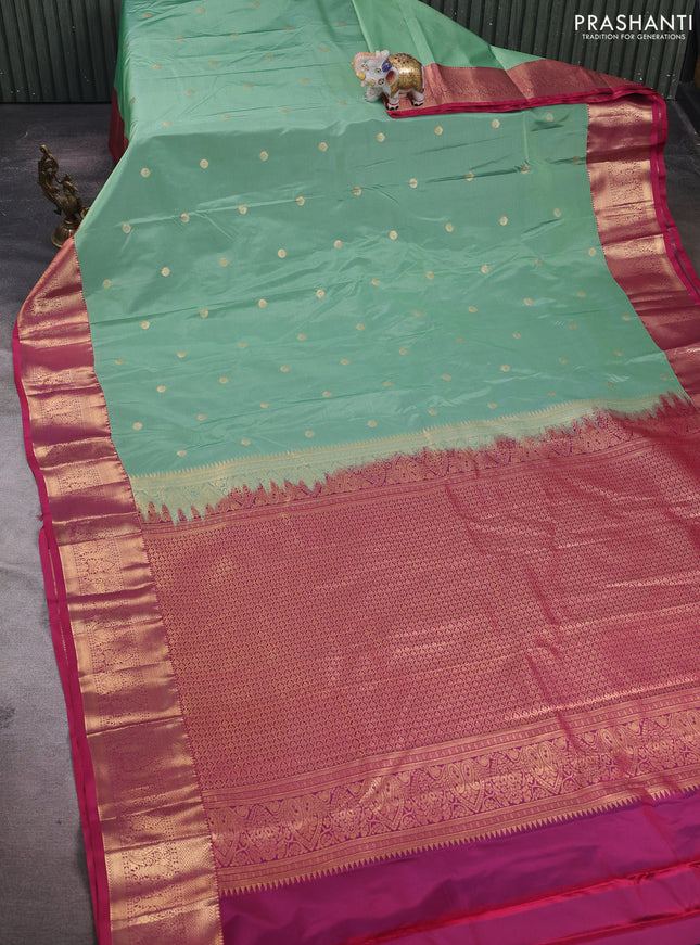 Pastel Green & Pink Bangalori Silk - Buttas