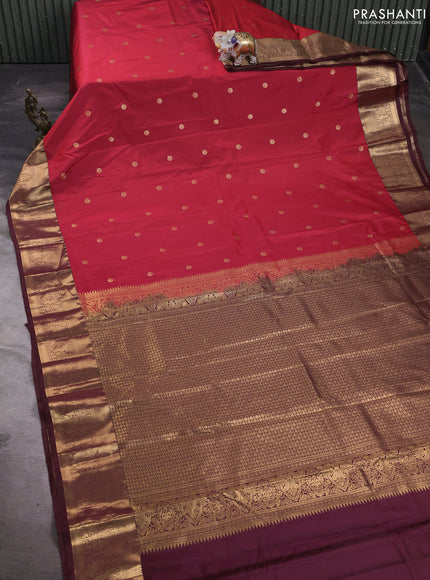 Red & Maroon Bangalori Silk - Buttas