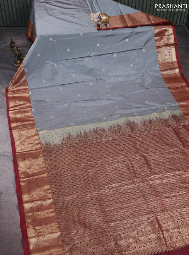 Grey & Maroon Bangalori Silk - Buttas