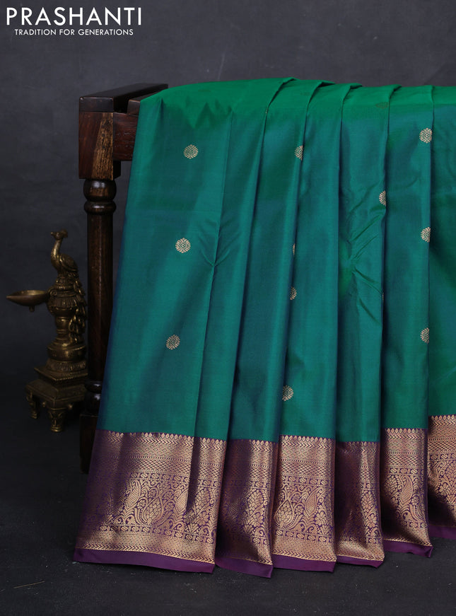 Green & Purple Bangalori Silk - Buttas