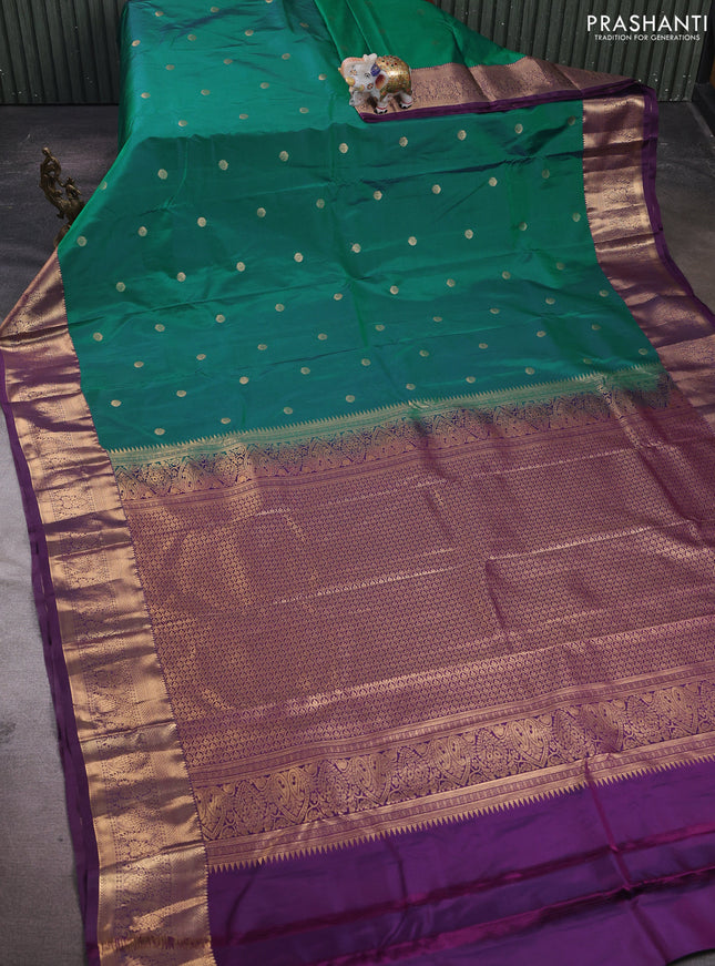 Green & Purple Bangalori Silk - Buttas