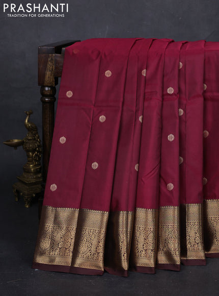Maroon & Brown Bangalori Silk - Buttas
