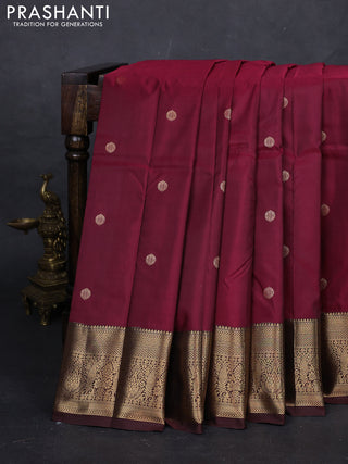 Maroon & Brown Bangalori Silk - Buttas