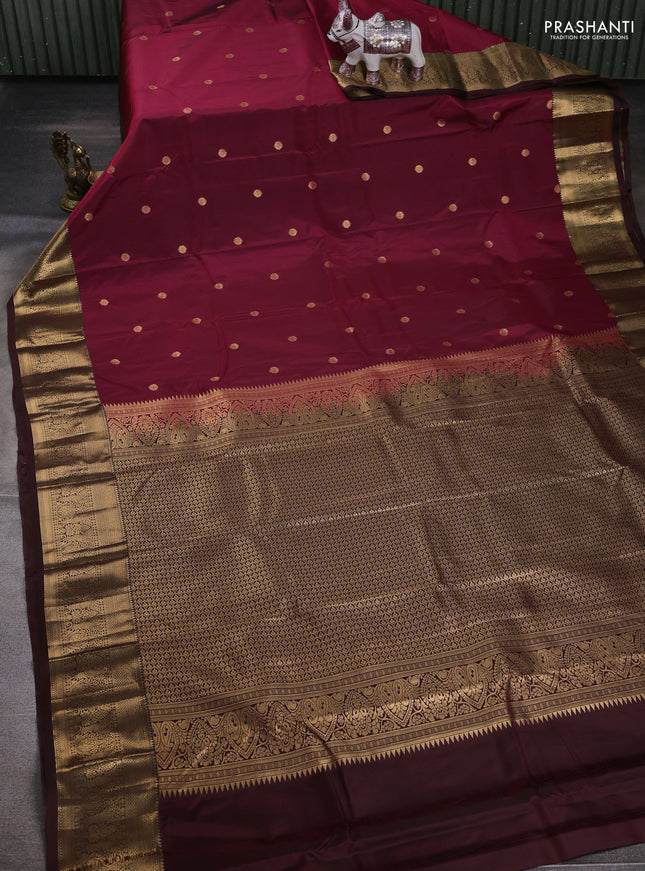 Maroon & Brown Bangalori Silk - Buttas