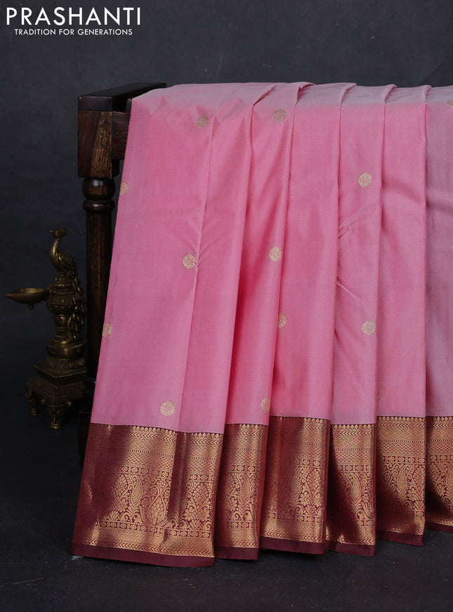 Light Pink & Maroon Bangalori Silk - Buttas