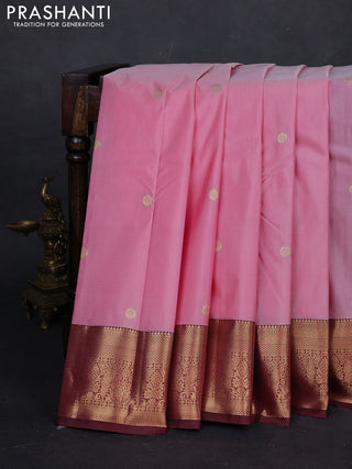 Light Pink & Maroon Bangalori Silk - Buttas
