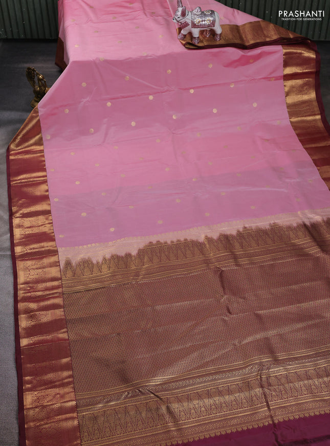 Light Pink & Maroon Bangalori Silk - Buttas