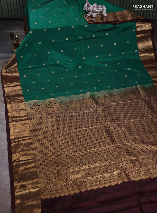 Green & Maroon Bangalori Silk - Buttas