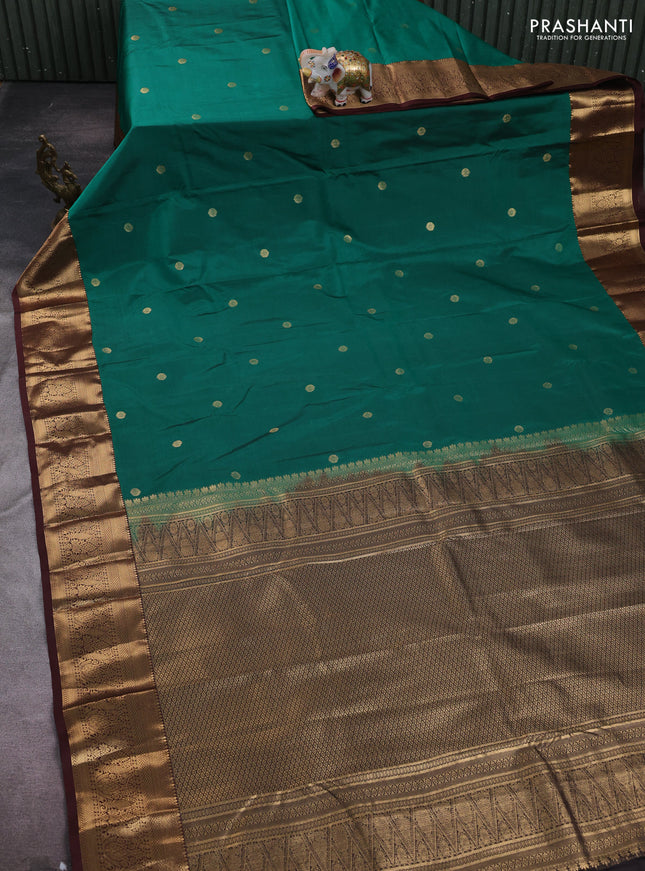 Green & Maroon Bangalori Silk - Buttas