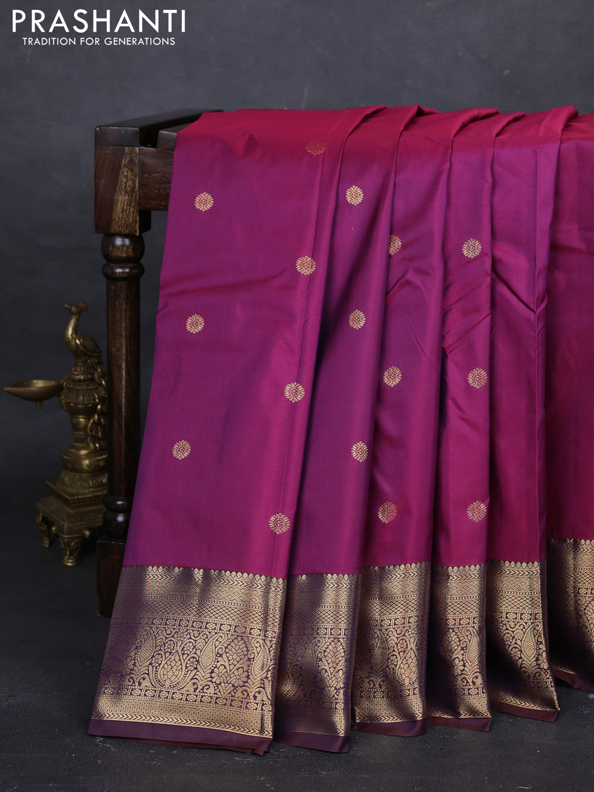 Magenta Pink & Maroon Bangalori Silk - Buttas – Prashanti Sarees