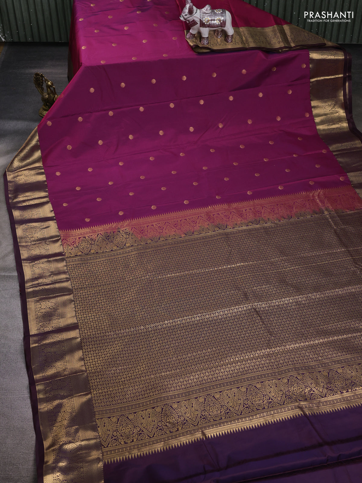 Magenta Pink & Maroon Bangalori Silk - Buttas – Prashanti Sarees
