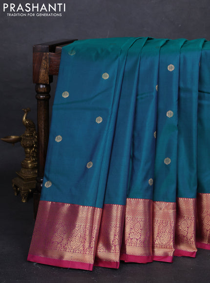 Peacock Green & Pink Bangalori Silk - Buttas