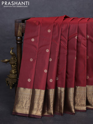 Maroon & Brown Bangalori Silk - Buttas