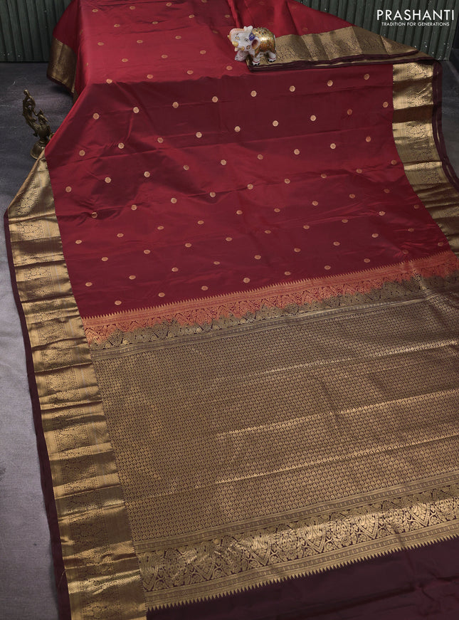 Maroon & Brown Bangalori Silk - Buttas
