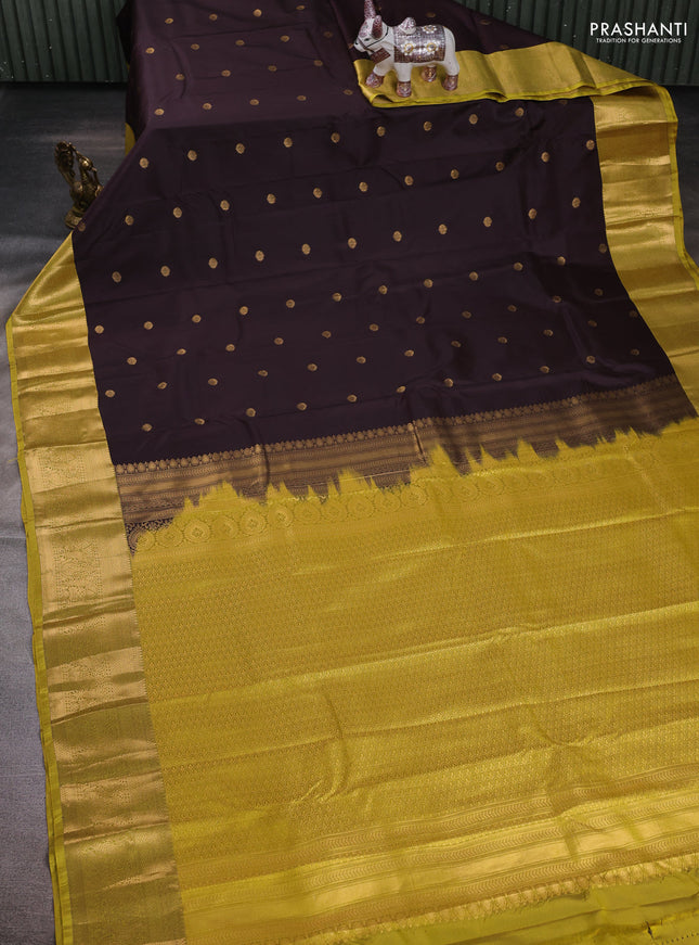 Wine & Yellow Bangalori Silk - Buttas
