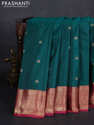 Green & Pink Bangalori Silk - Buttas