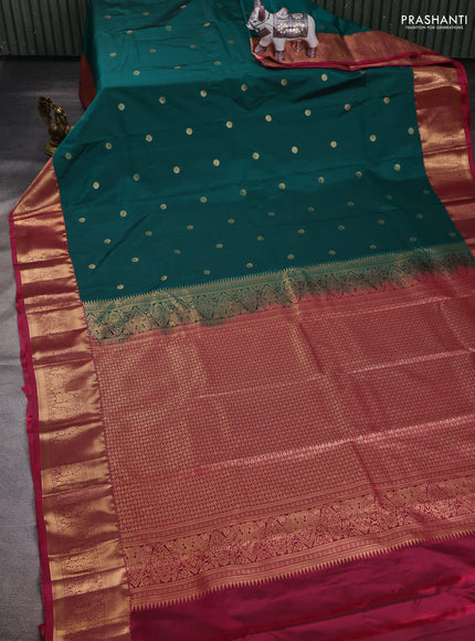 Green & Pink Bangalori Silk - Buttas