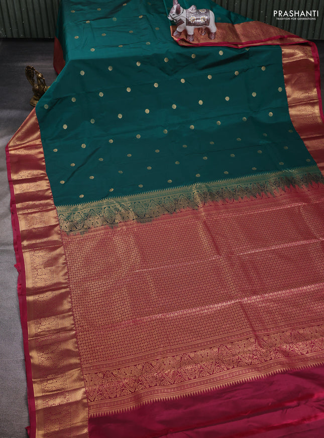 Green & Pink Bangalori Silk - Buttas