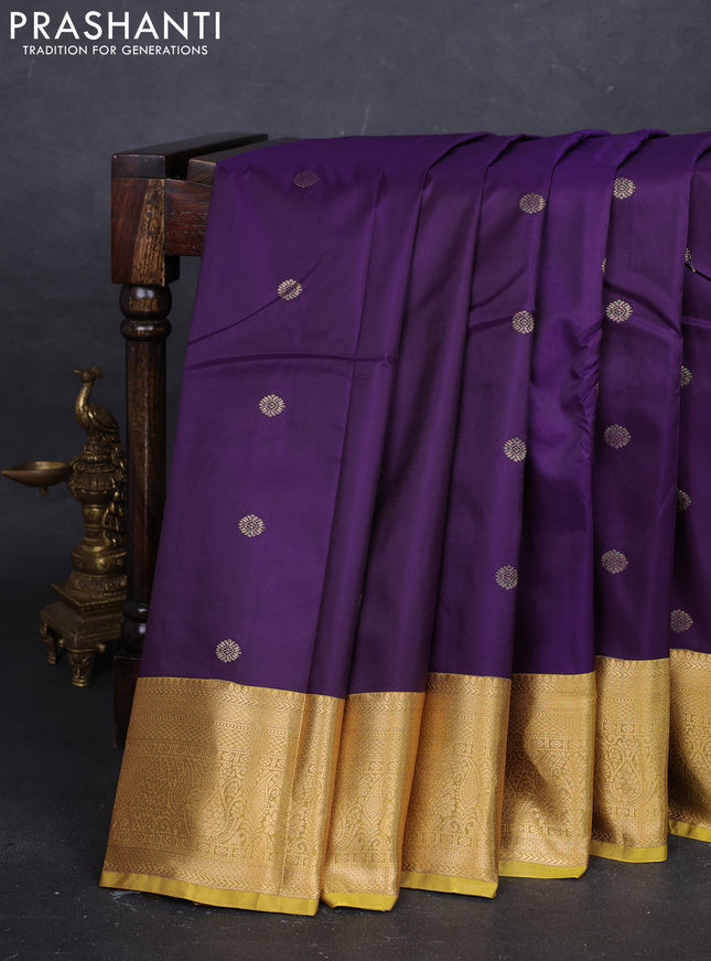 Purple & Yellow Bangalori Silk - Buttas