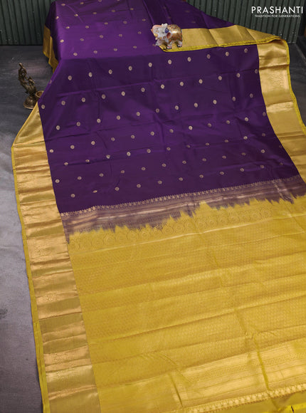 Purple & Yellow Bangalori Silk - Buttas