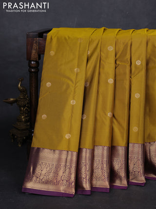Mustard & Purple Bangalori Silk - Buttas