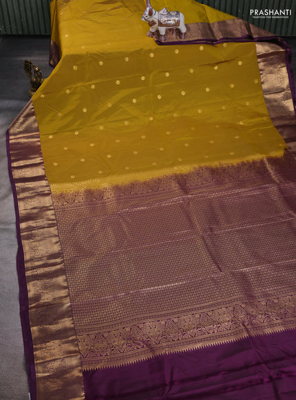 Mustard & Purple Bangalori Silk - Buttas
