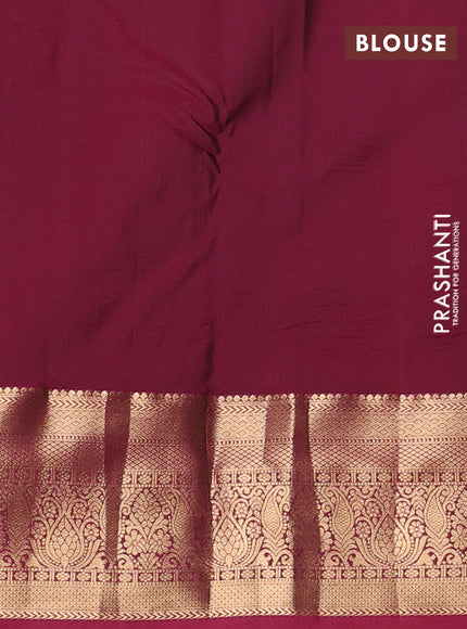 Bottle Green & Magenta Pink Bangalori Silk - Buttas