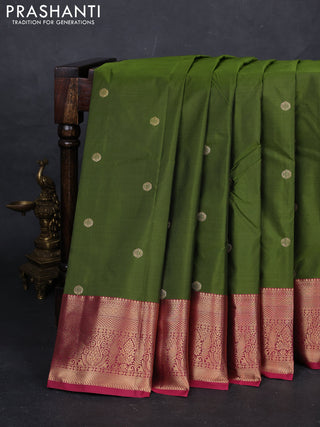 Green & Magenta Pink Bangalori Silk - Buttas