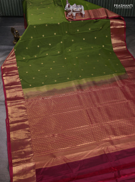 Green & Magenta Pink Bangalori Silk - Buttas