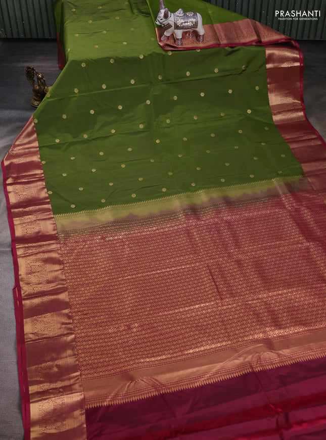 Green & Magenta Pink Bangalori Silk - Buttas