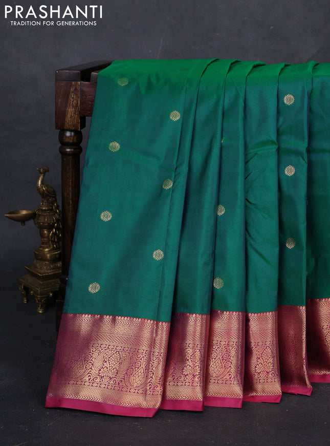 Green & Pink Bangalori Silk - Buttas