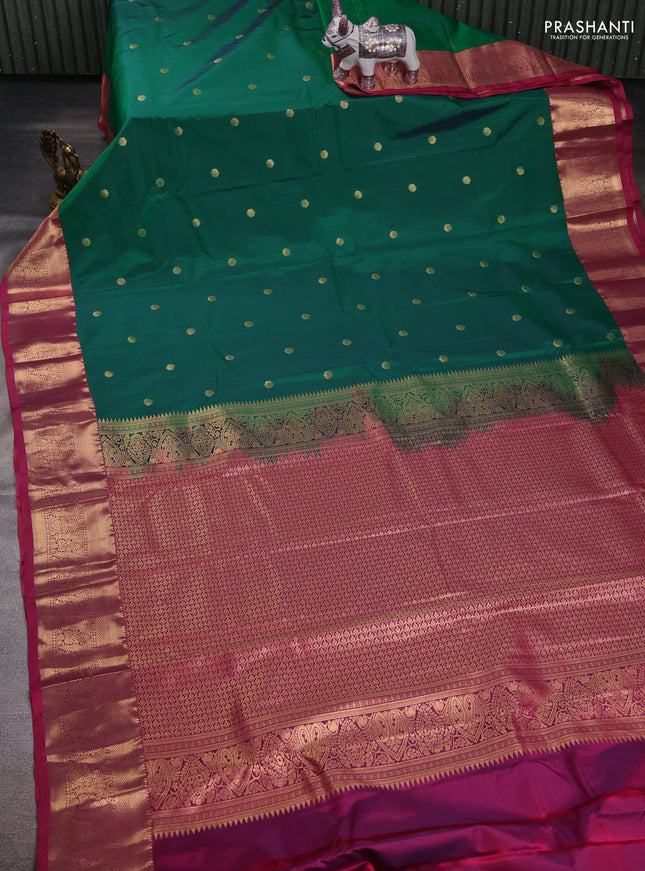 Green & Pink Bangalori Silk - Buttas